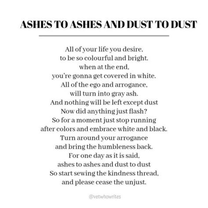 Are ashes and dust the same?