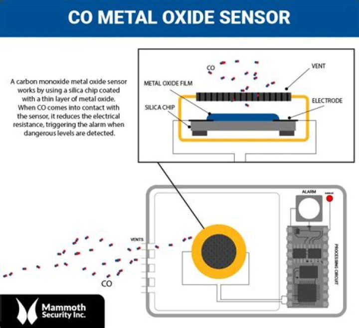 At what level do carbon monoxide detectors alarm?