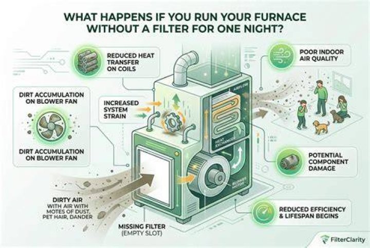 Can I run my furnace without a filter for one night?