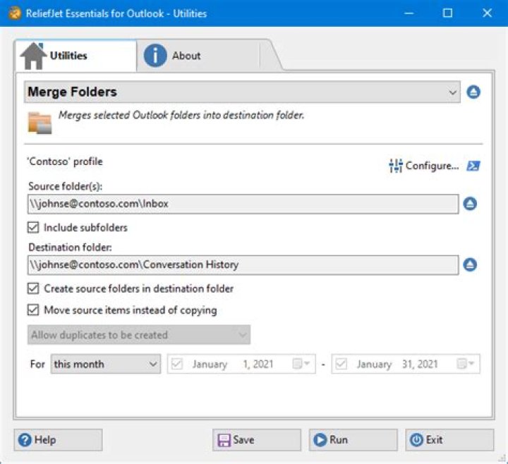 Can you merge folders in Outlook?