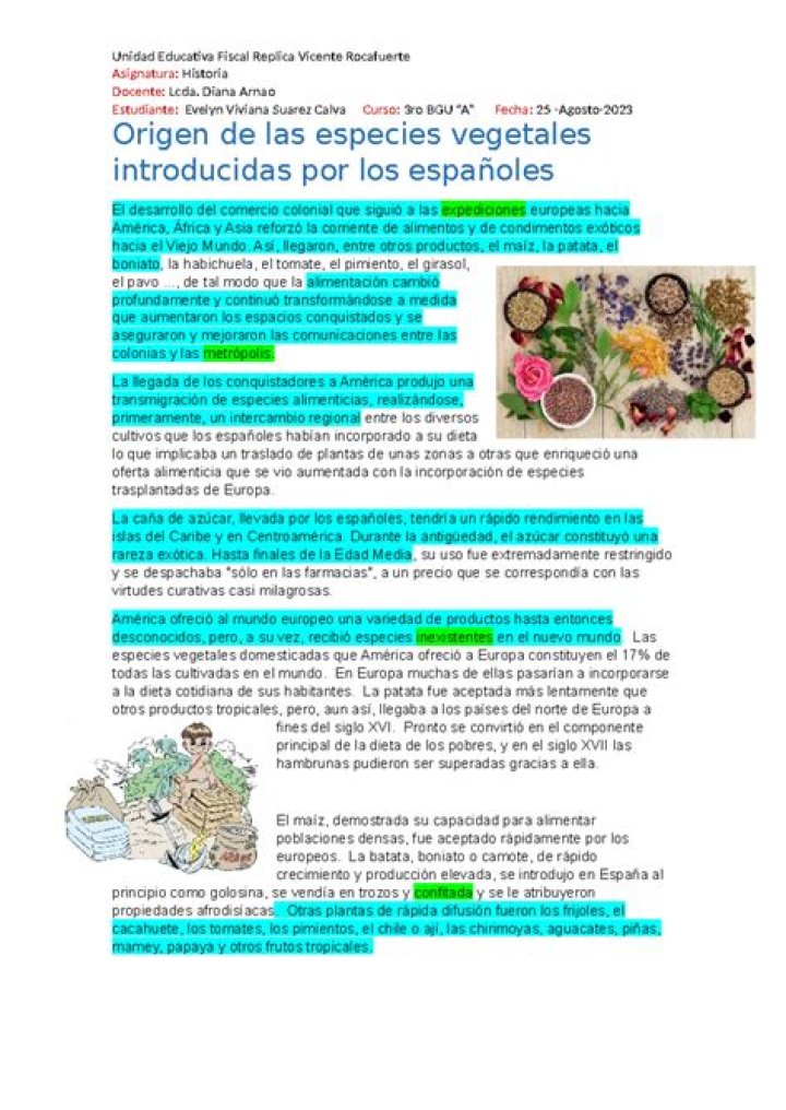 ¿Cuáles son los frutos introducidos por los españoles?