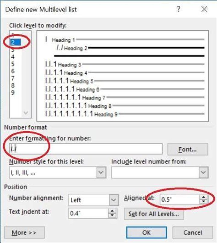 How do I add a heading number in Word?
