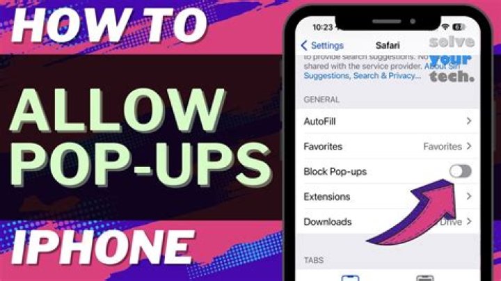 How do I allow pop ups on my iPhone 5s?