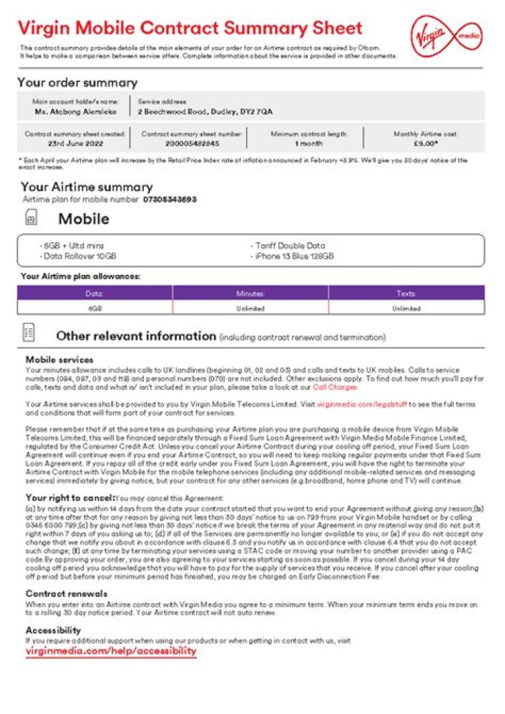 How do I cancel my Virgin Mobile contract UK?