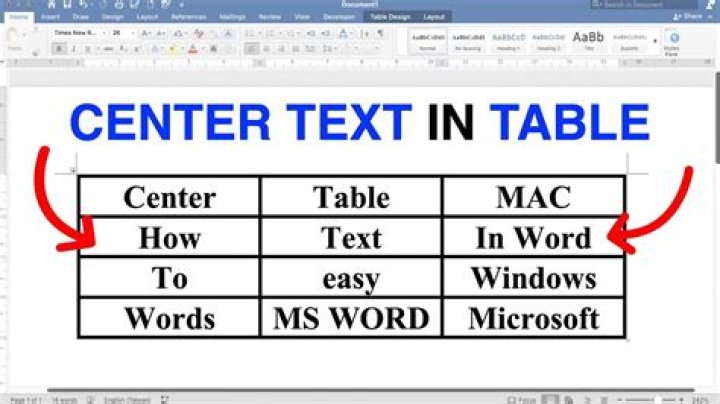 How do I center text in a Word table on a Mac?