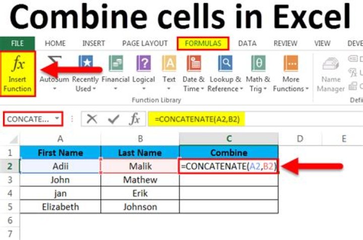 How do I combine numbers in Excel?