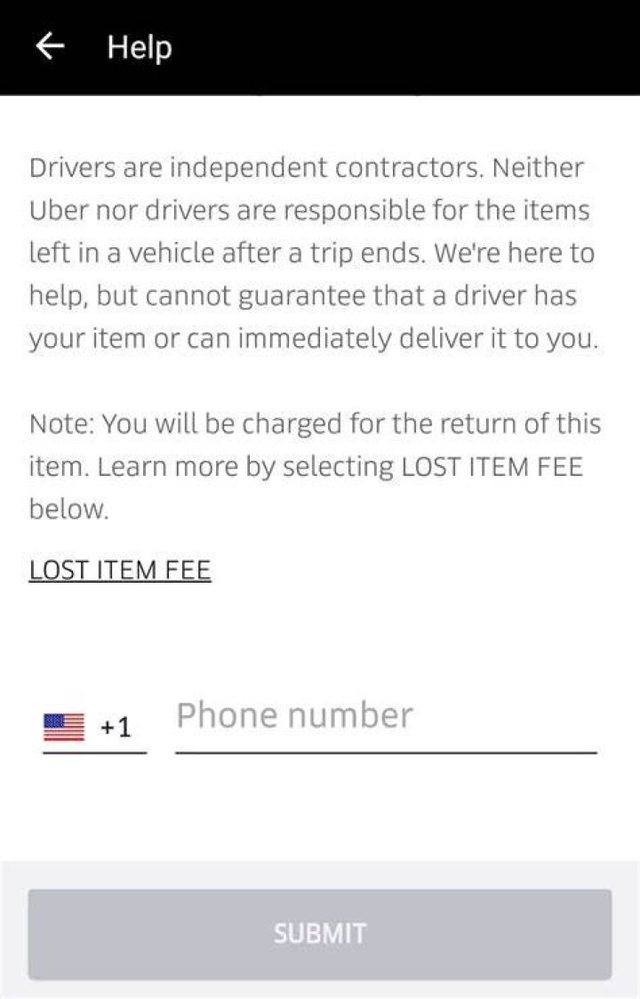 How do I contact Uber lost and found?