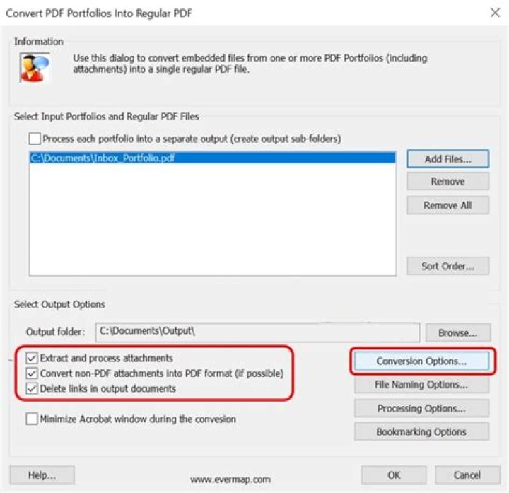 How do I convert a PDF portfolio to a single PDF?