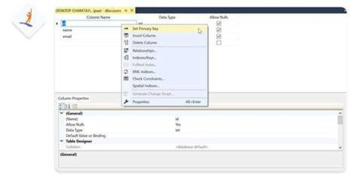 How do I create a column primary key in SQL Server?