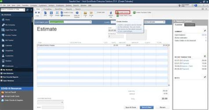 How do I create an estimate in QuickBooks?