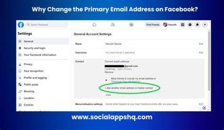 How do I delete my primary email on Facebook?