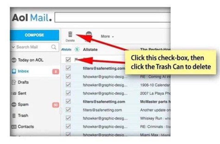 How do I delete thousands of emails on AOL?