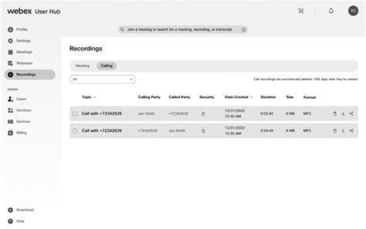 How do I download a WebEx recording?