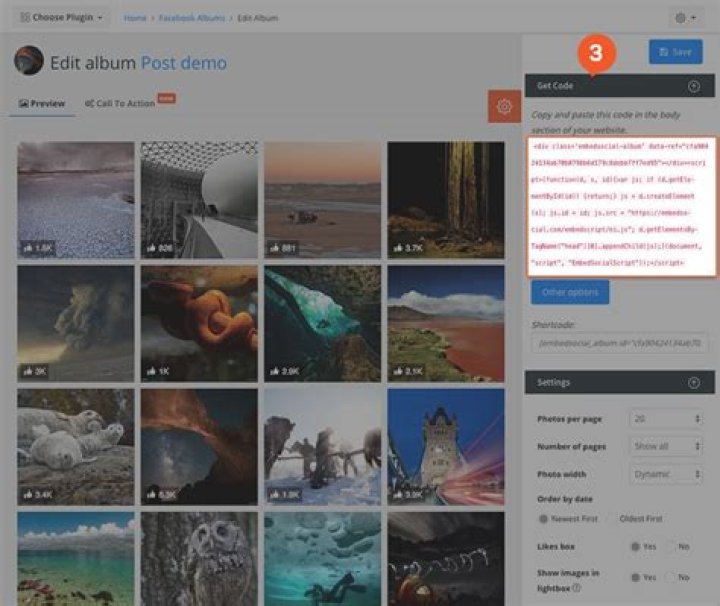 How do I embed a Facebook photo album on my website?
