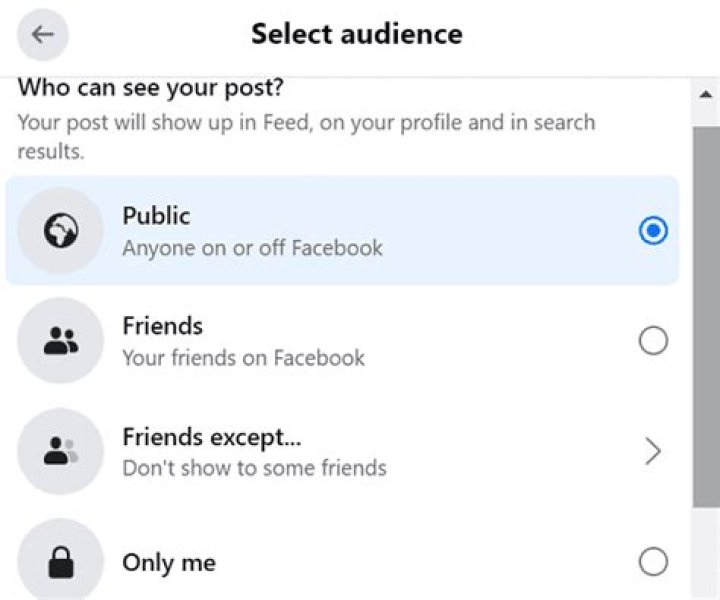 How do I exclude acquaintances on Facebook?