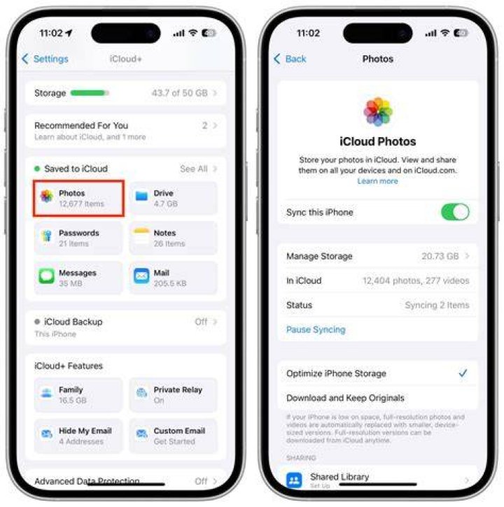 How do I move my photos on my iPhone to my iCloud storage?