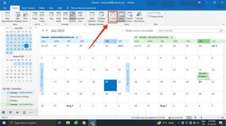 How do I share multiple calendars in Outlook?