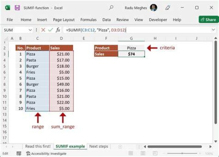 How do I sum horizontal cells in Excel?
