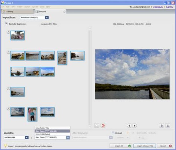 How do I transfer photos from Picasa to memory card?