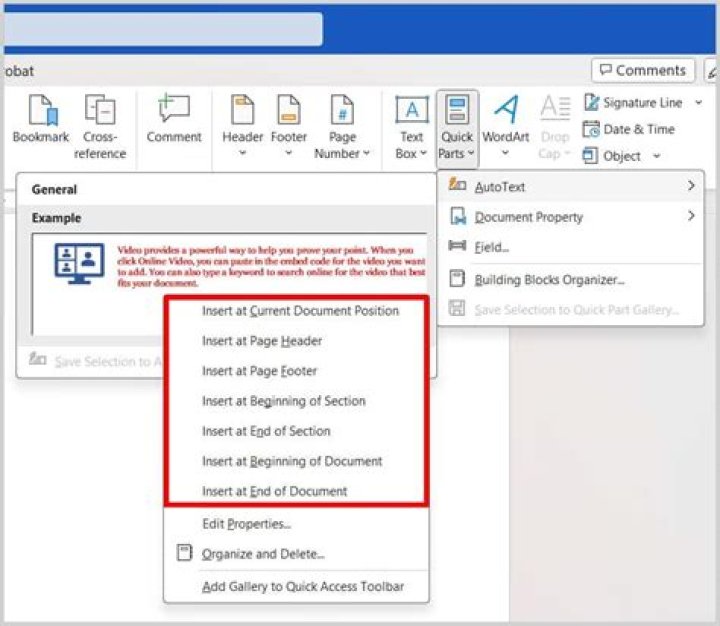 How do I use AutoText in Word 2016?