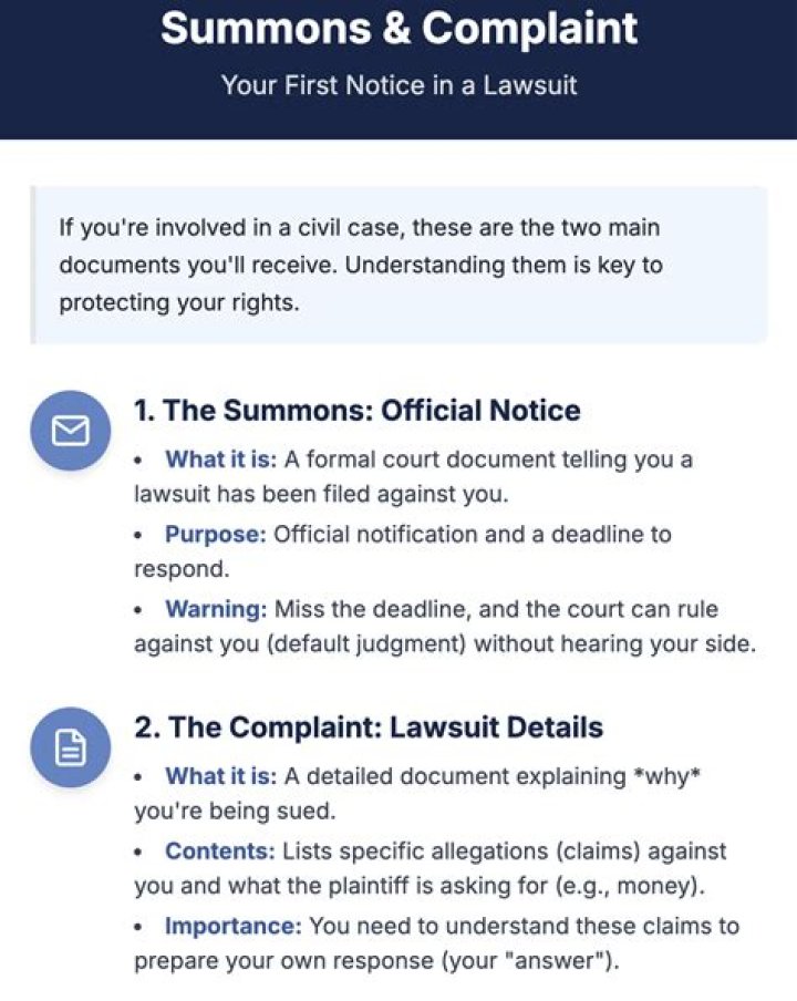 How do you answer a summons complaint?