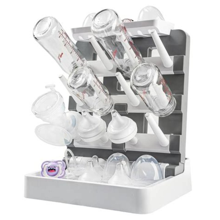 How do you clean a drying baby bottle rack?