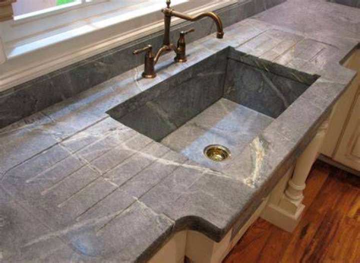 How do you clean a soapstone sink?