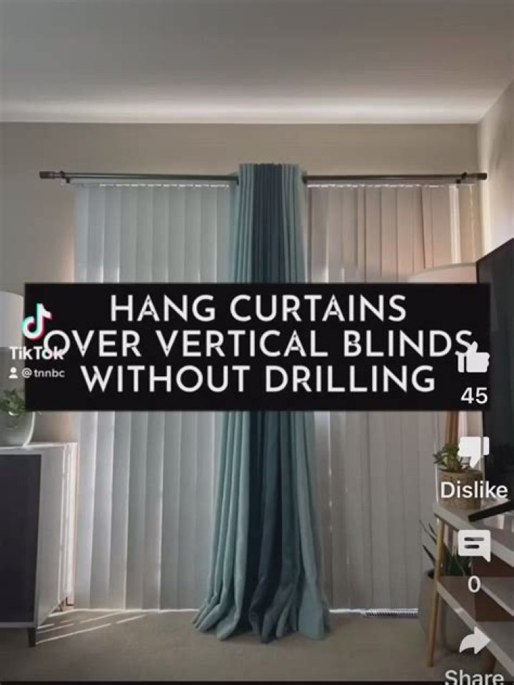 How do you hang a curtain scarf over vertical blinds?