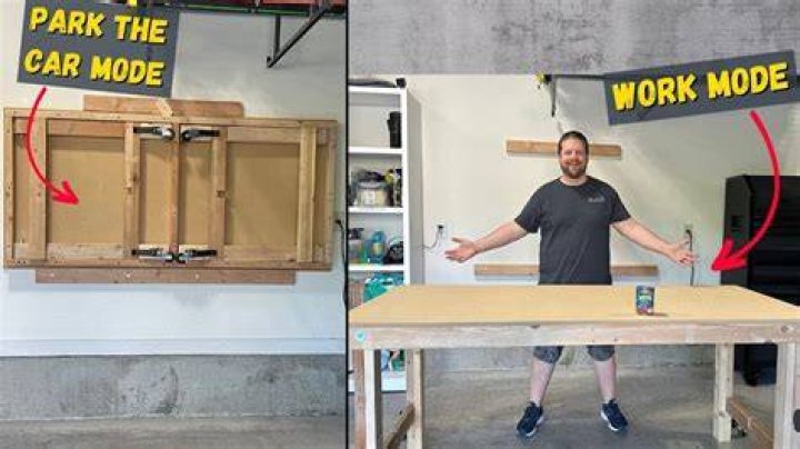 How do you hang a folding table in a garage?