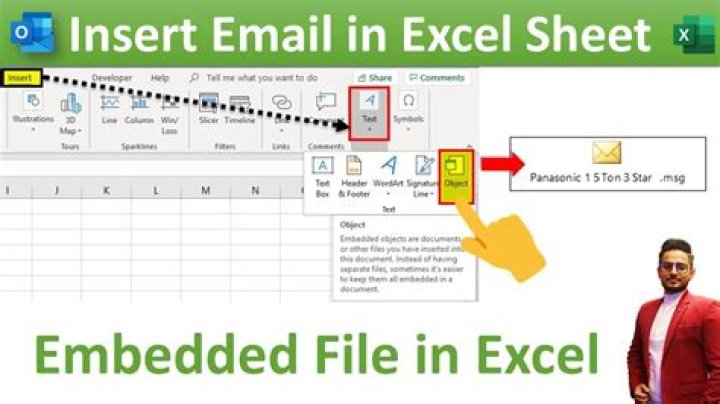 How do you insert an email into the body of an Excel document?
