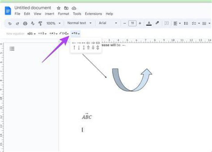 How do you make a curved arrow in Google Docs?