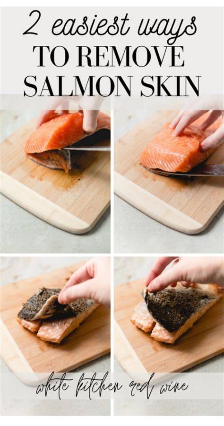 How do you peel the skin off salmon after cooking it?