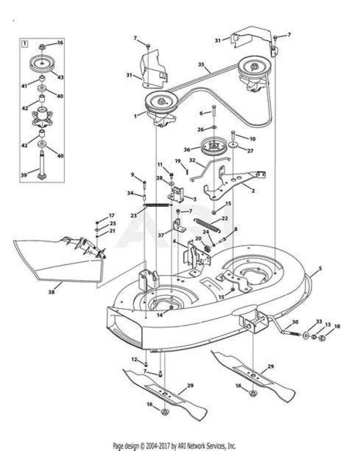 How do you remove a MTD deck from a lawn mower?