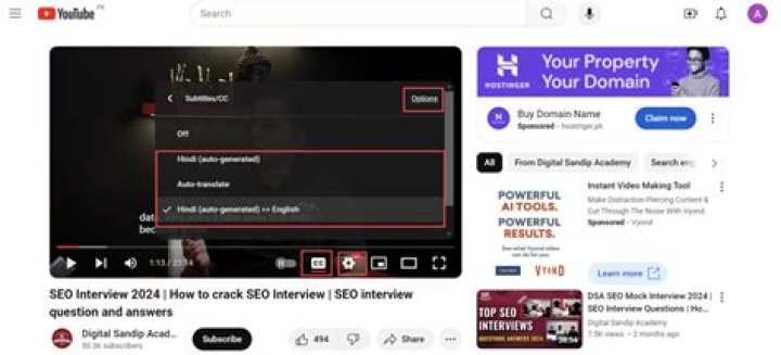 How do you turn on CC on YouTube?
