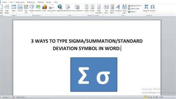 How do you type the variance symbol in Word?