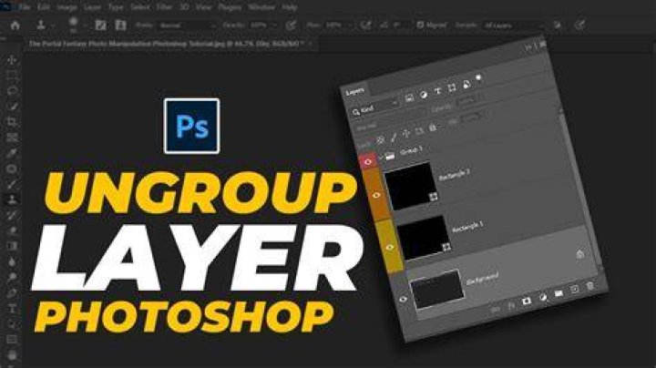 How do you ungroup merged layers in Photoshop?