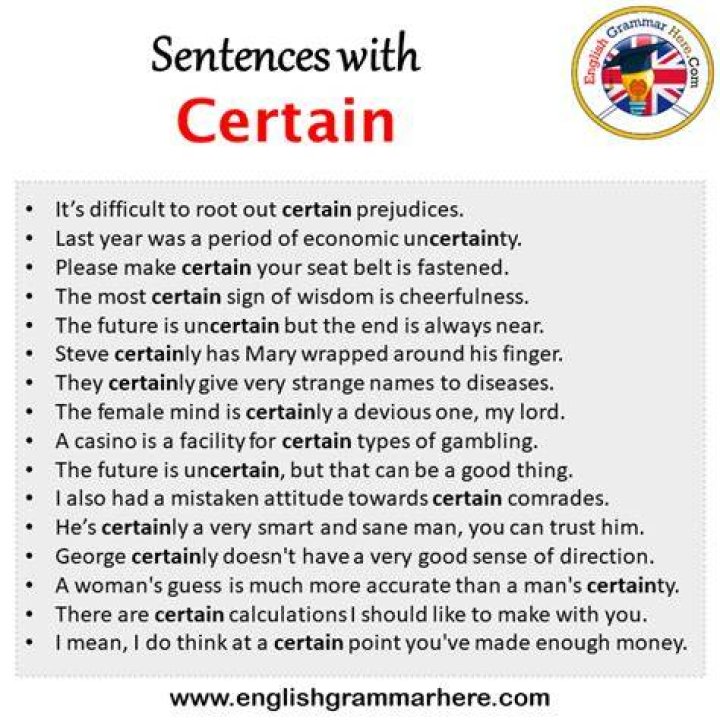 How do you use certain in a sentence?