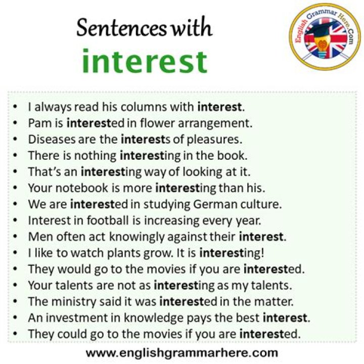 How do you use interest in a sentence?