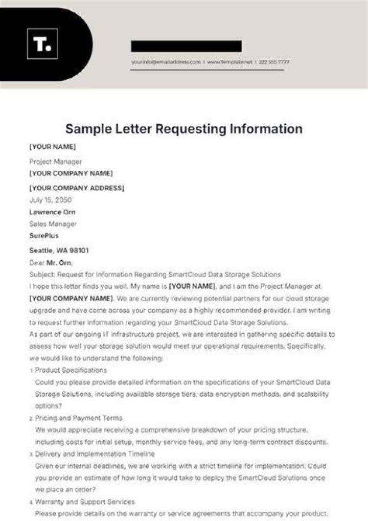 How do you write a business requesting information?