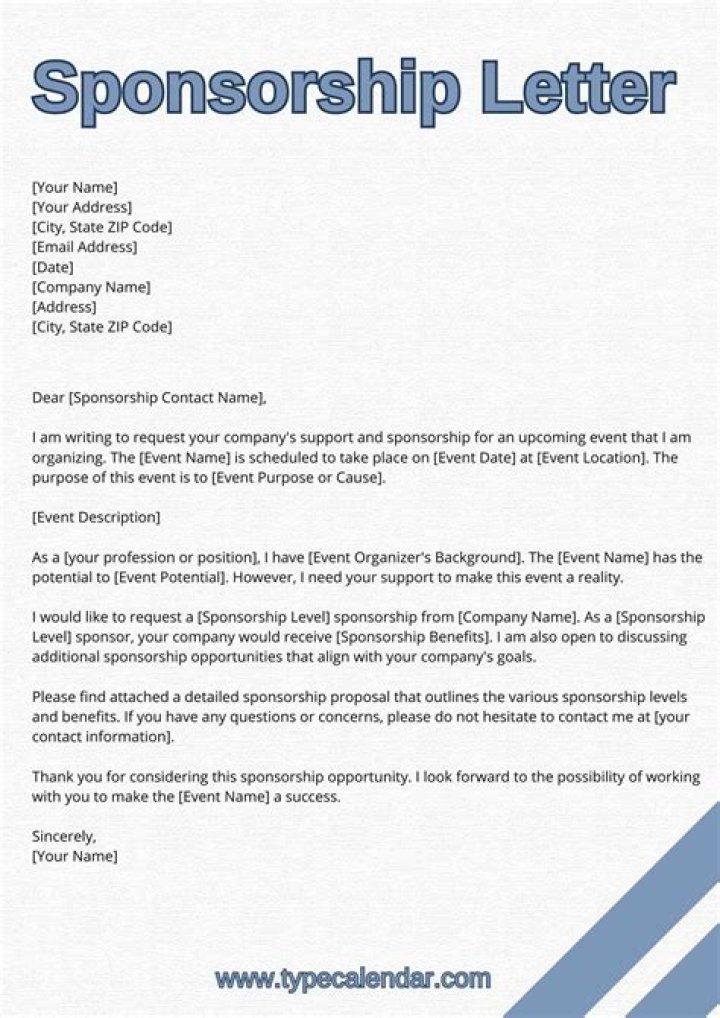 How do you write a sponsorship email?