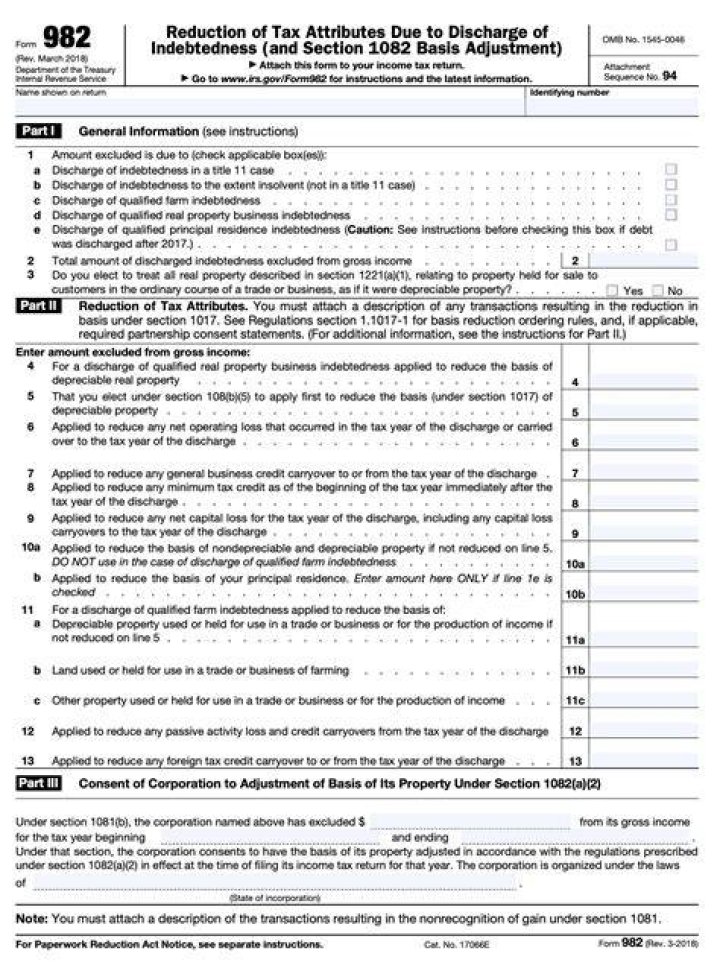 How does form 982 work?