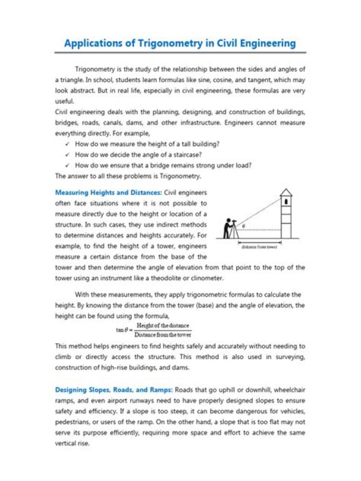 How is trigonometry used in civil engineering?