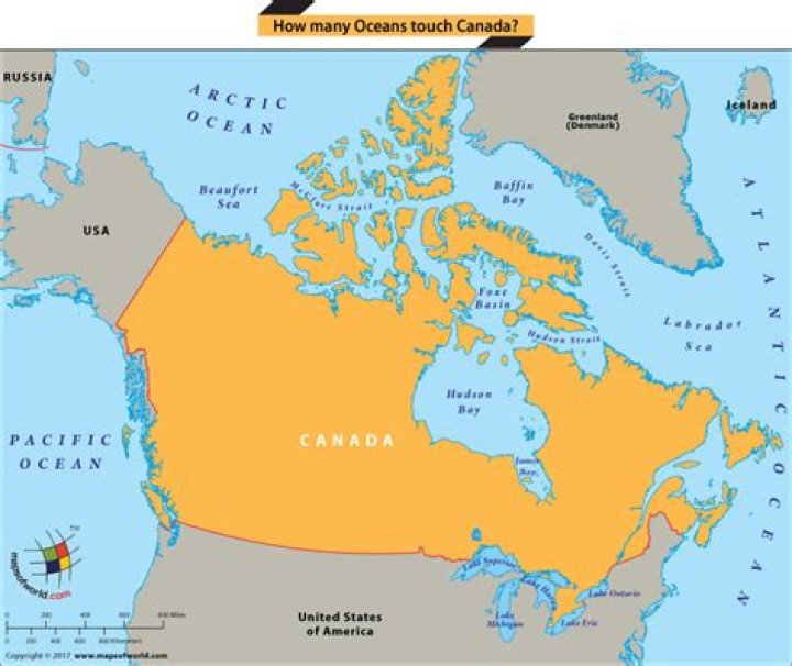 How many oceans border Canada name them?
