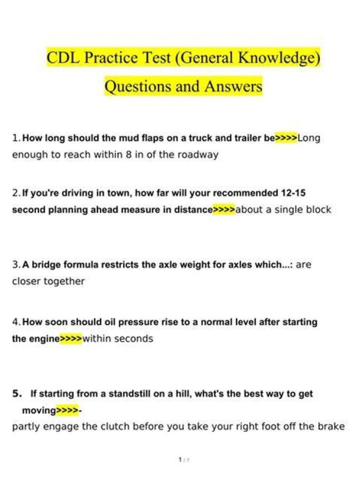 How many questions are on the California CDL general knowledge test?
