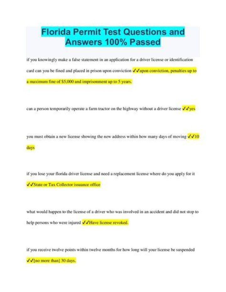 How many questions can you miss on the Florida permit test?