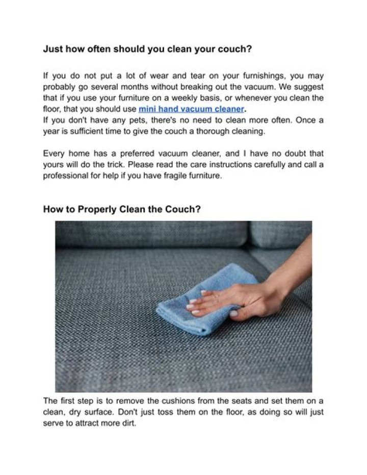 How often should a couch be steam cleaned?