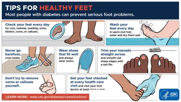 How should diabetics take care of their feet?