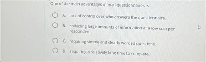 What are the advantages of mail questionnaires?