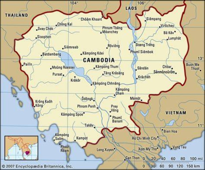What are the major landforms in Cambodia?