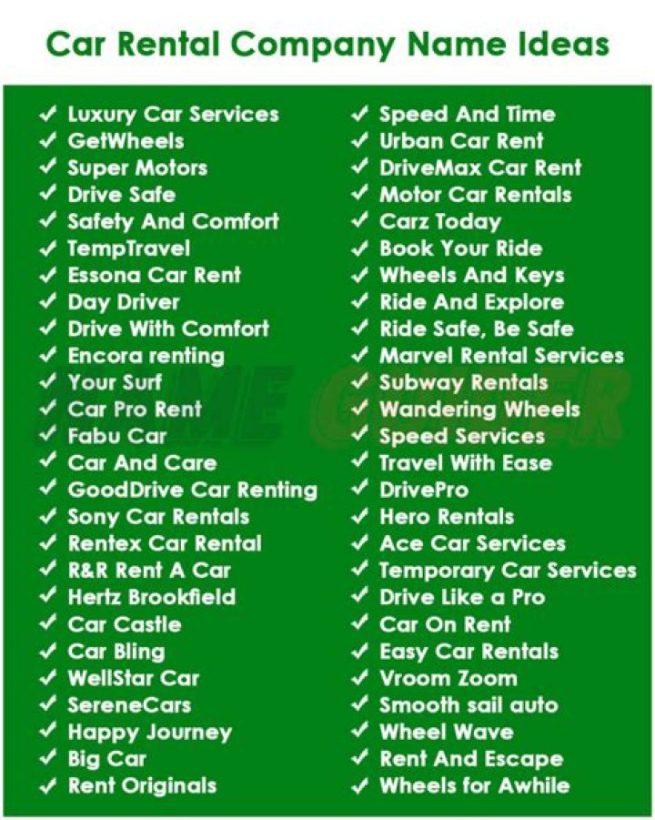 What are the names of car rental companies?